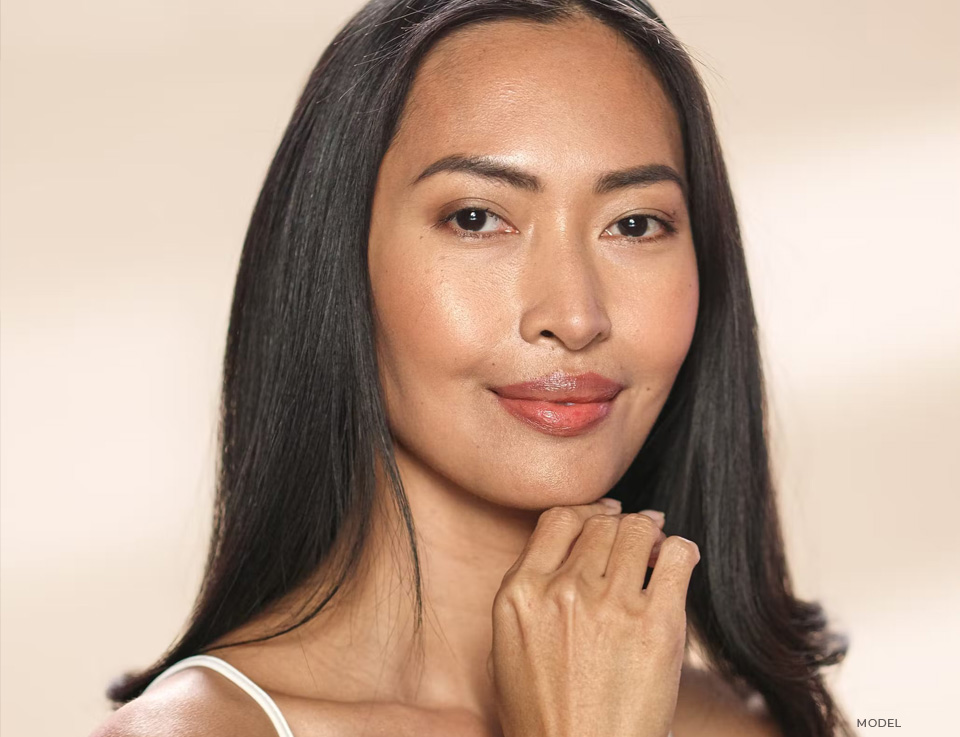 stock image of Asian model smiling