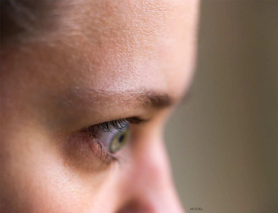 stock image of model showing her eyes
