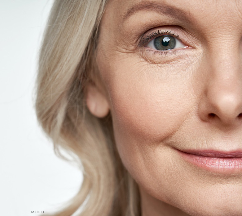 stock image of model with her half face